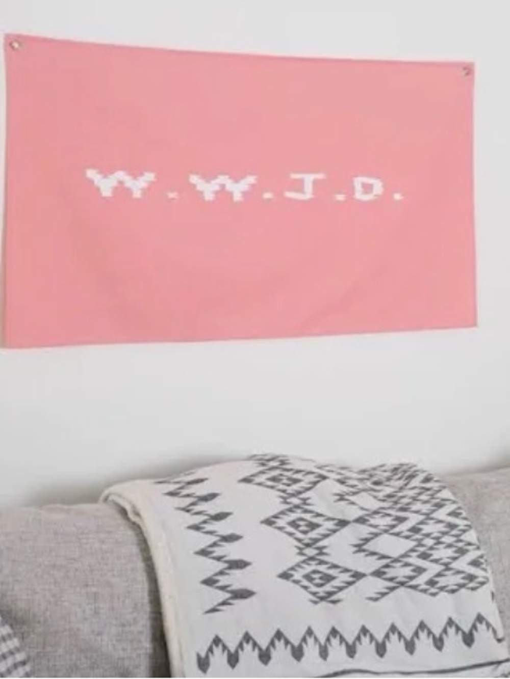 Pink Decorative Wall Tapestry Banner - WWJD Print